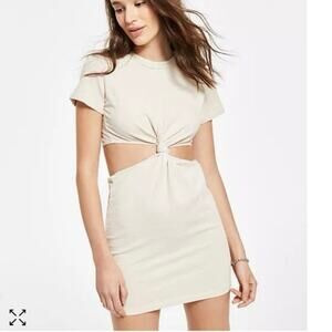 LNA Devan Mini Dress Cream Off White XS Short Sleeve